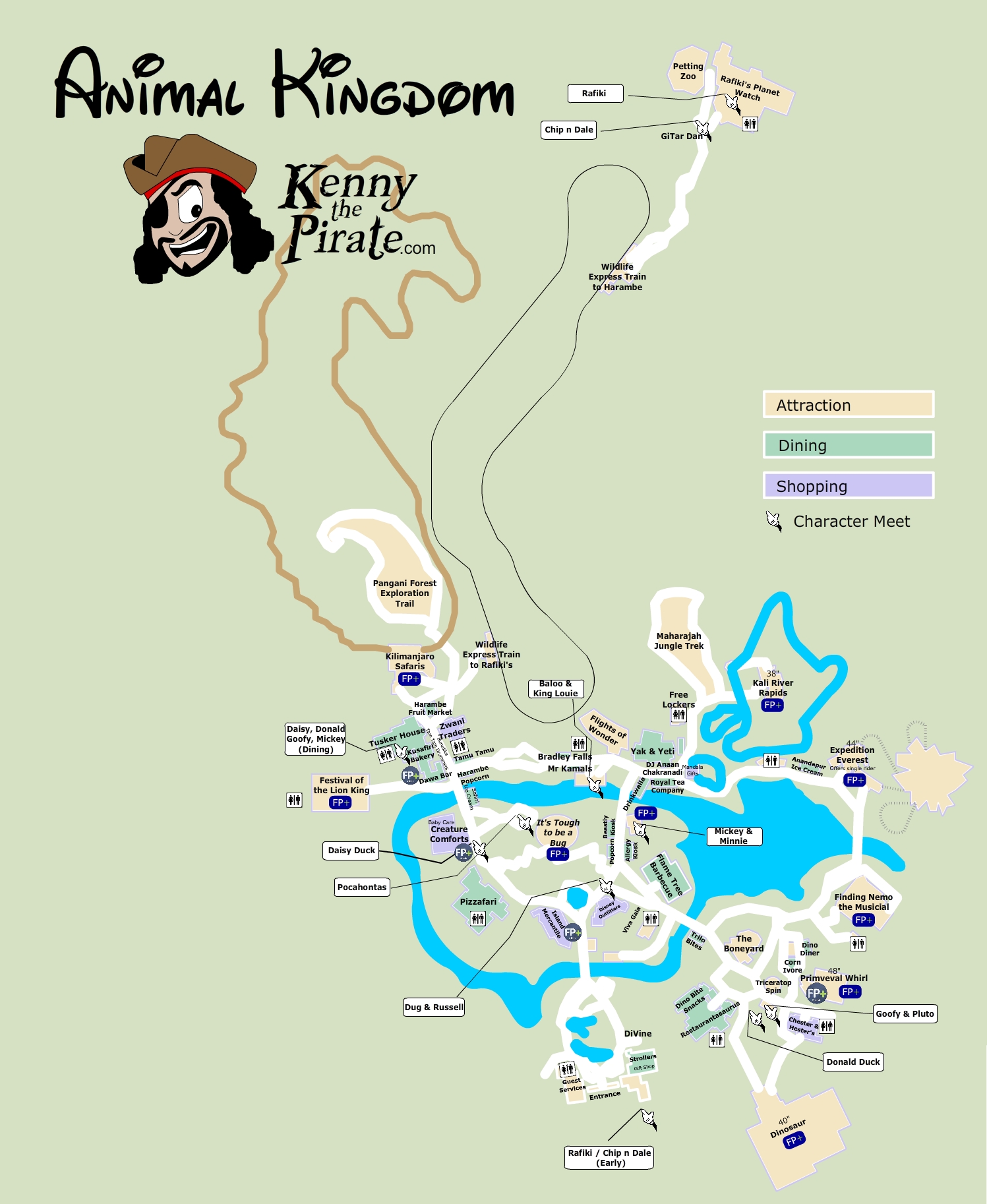 Animal Kingdom Character Location Map KennythePirate