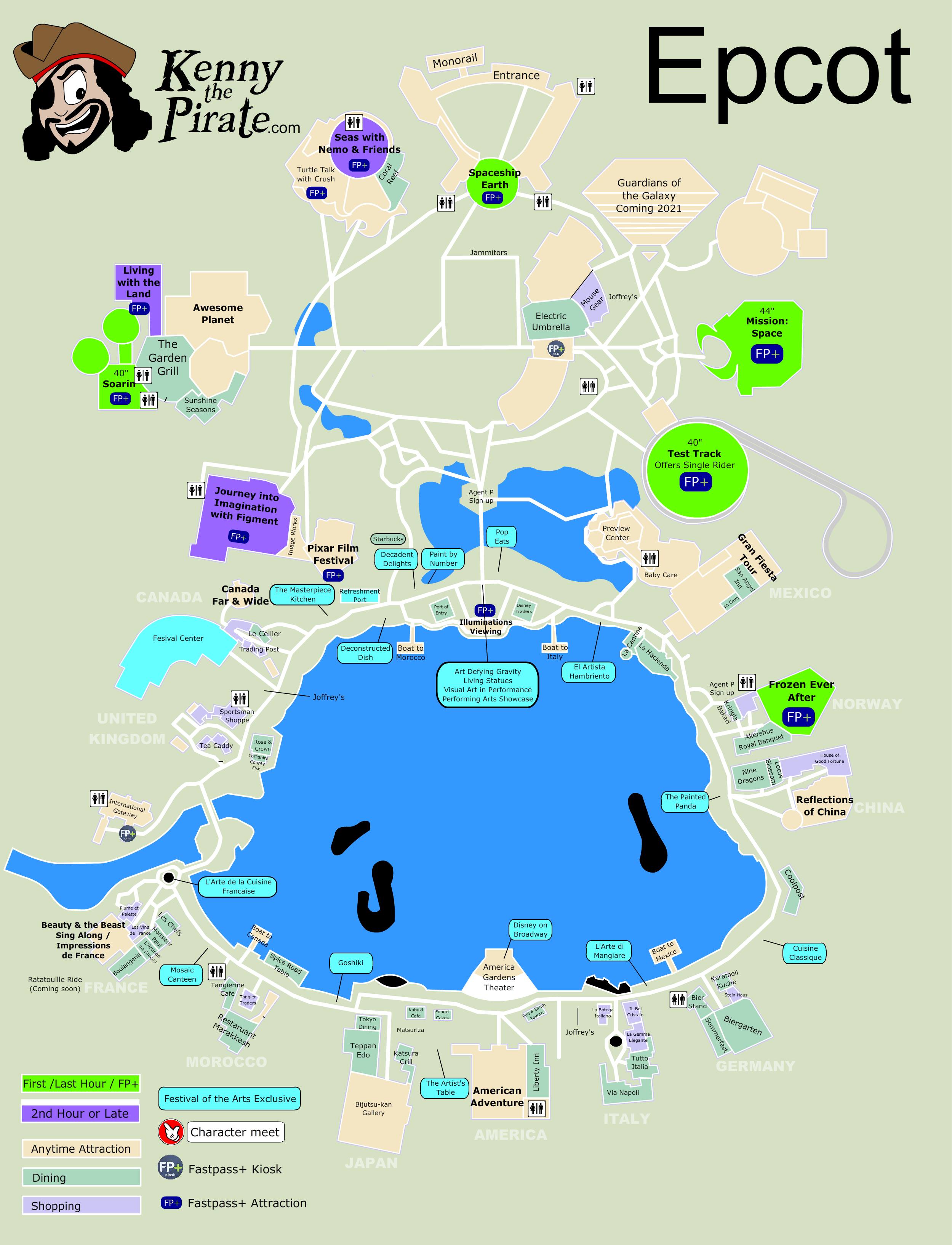 Epcot Character Location Map KennythePirate