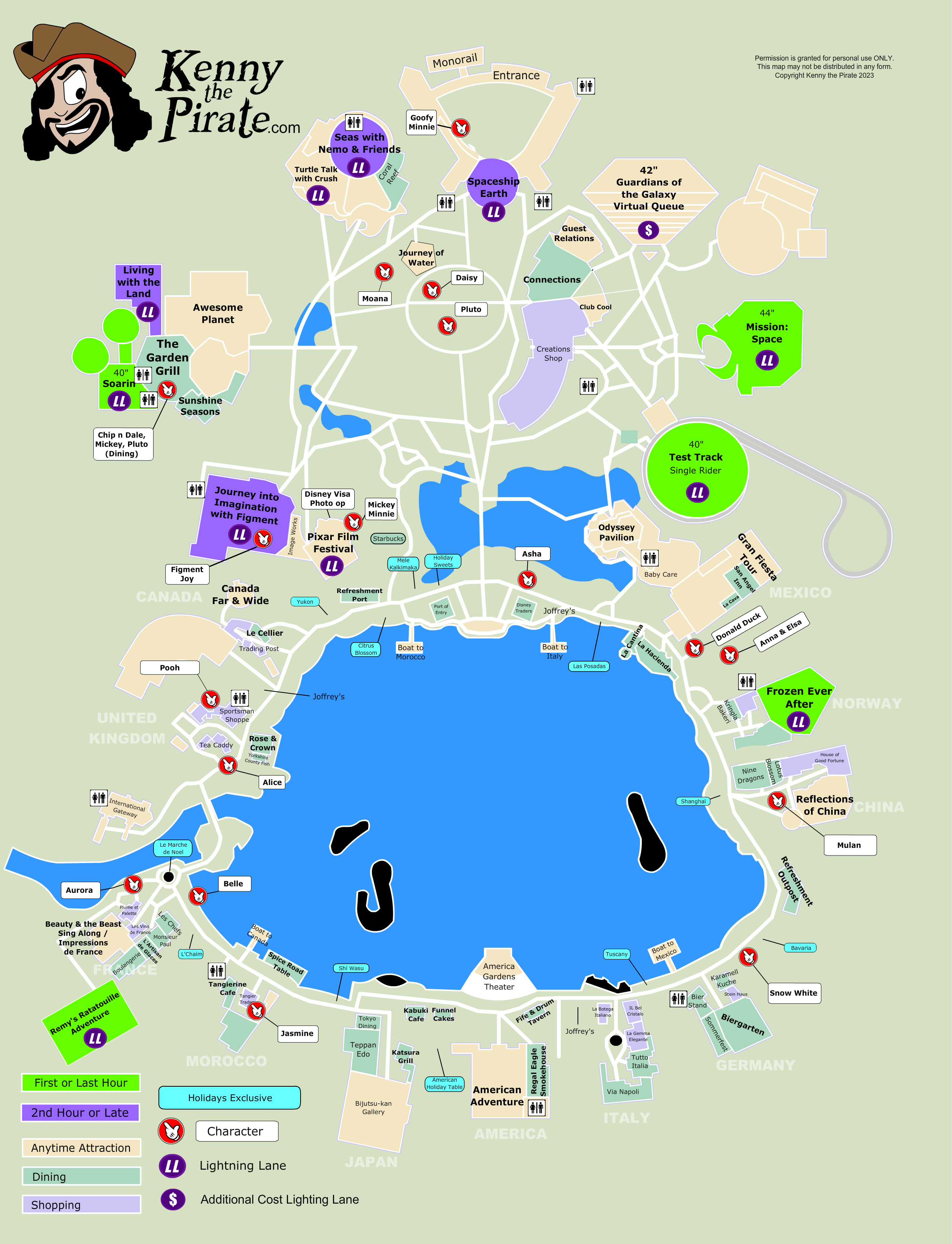 Map of Disney World's Epcot Theme Park