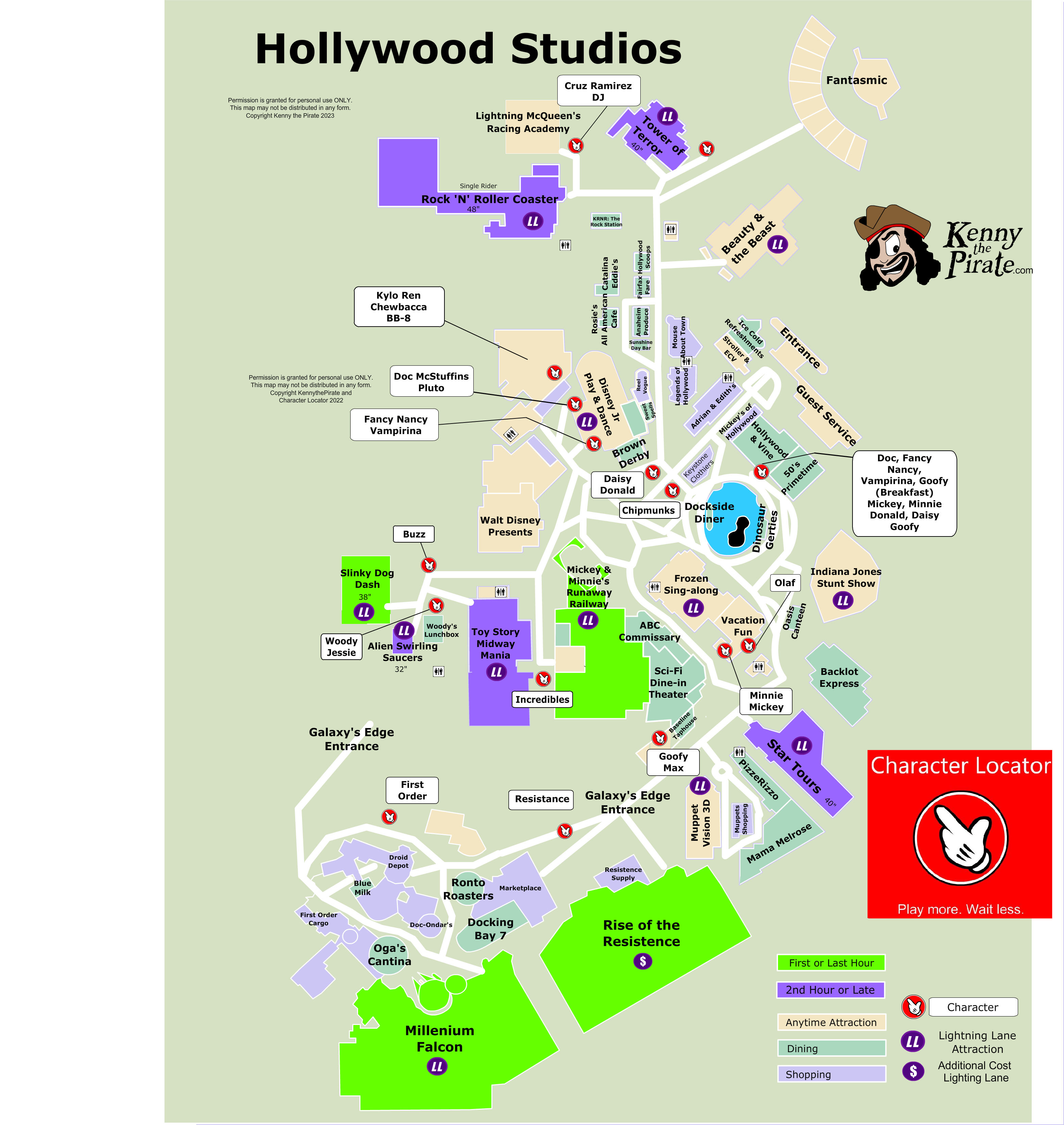 Hollywood Studios Character Location Map KennythePirate