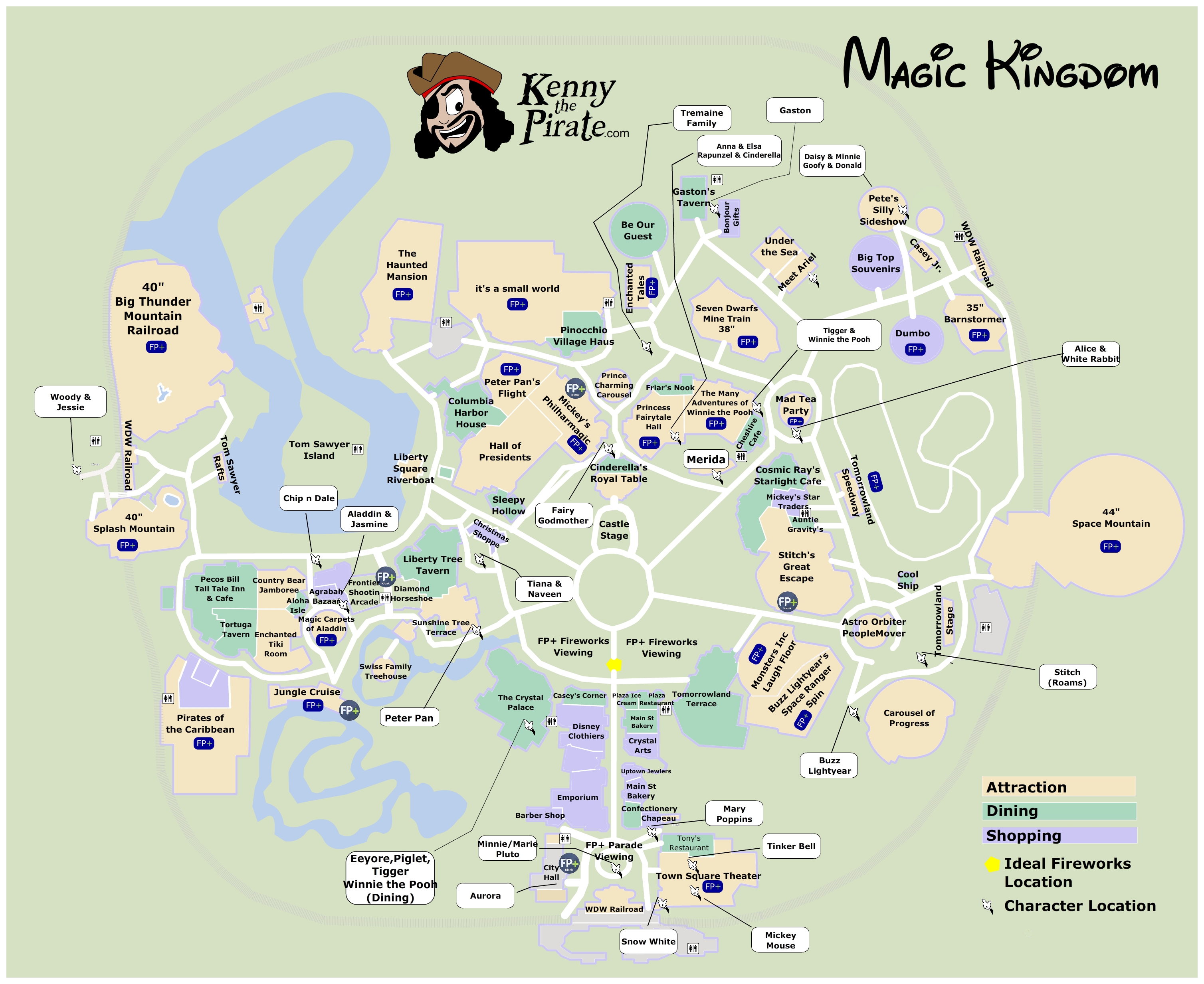 Magic Kingdom Character Location Map KennythePirate