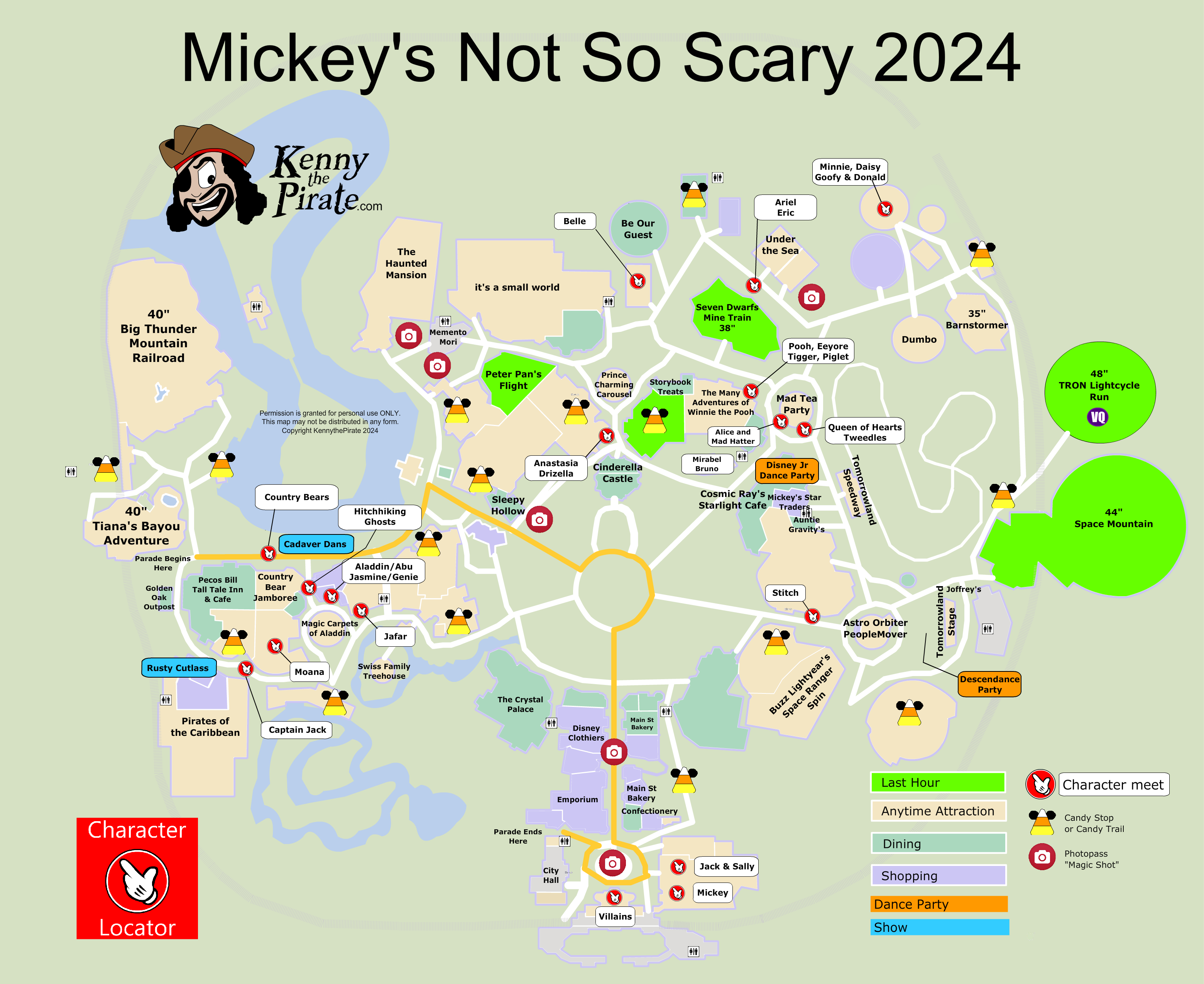 Kenny The Pirate's Character Locator Maps